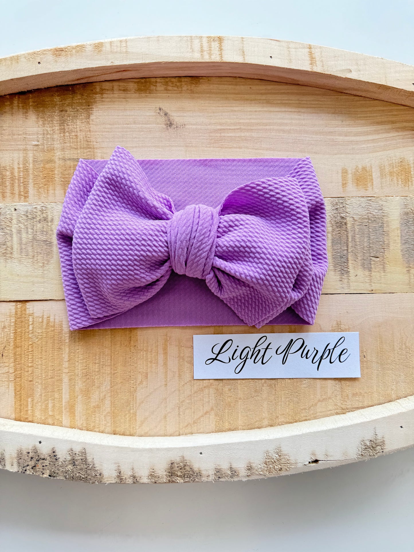 Light Purple-Waffle Knit Bow Headwrap