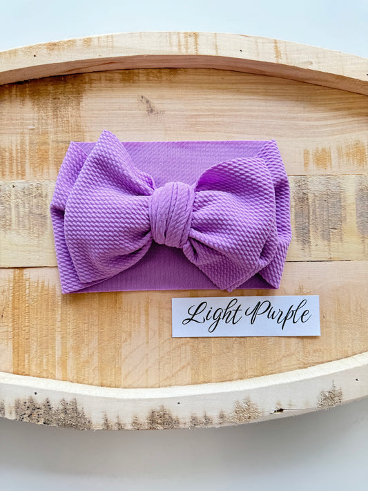 Light Purple-Waffle Knit Bow Headwrap