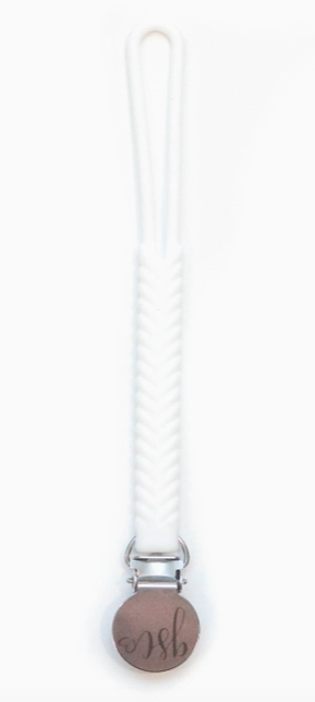 White Cole Pacifier Clip