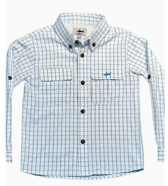 Flagler Fishing Shirt White/Blue Plaid