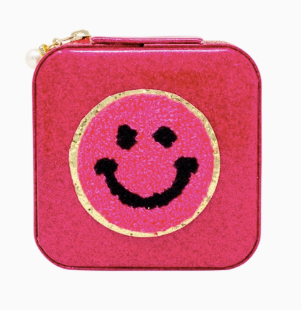 Hot Pink Happy Face Sparkle Jewelry Box
