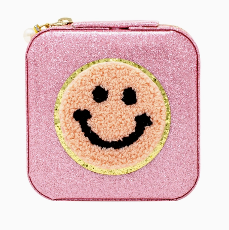 Pink Happy Face Sparkle Jewelry Box