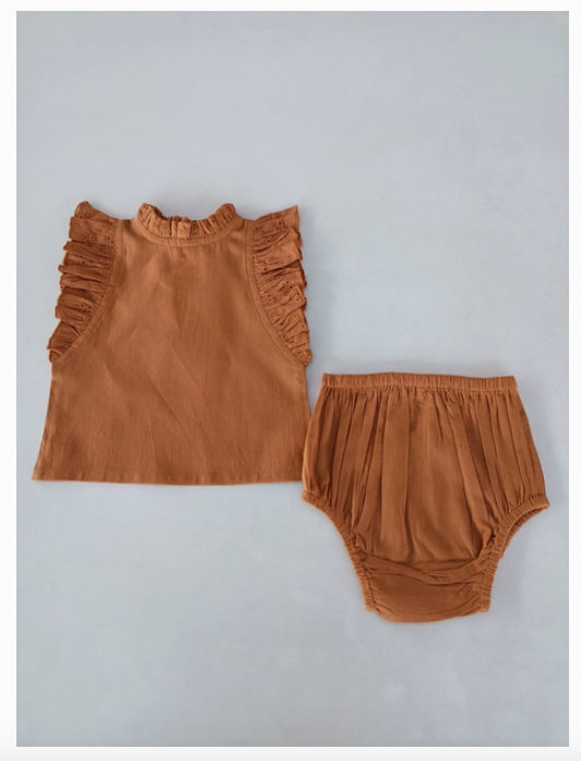 Rust Top & Diaper Cover Set