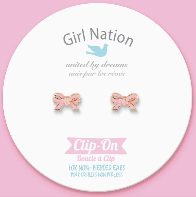 Pretty Pink Bow Clip On Cutie Earrings