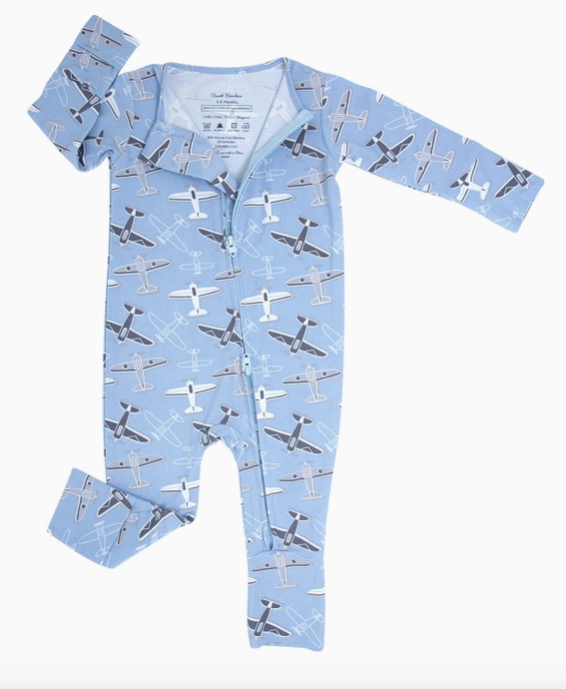Convertible Romper- Blue Aircraft