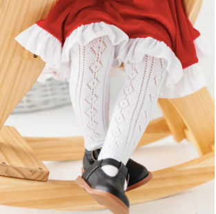 Fancy White Knit Tights