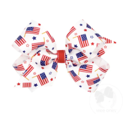 Medium White Americana Flag Bow