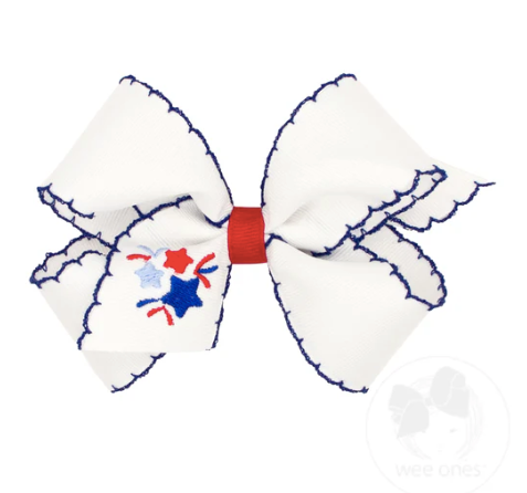 Fireworks Embroidered Bow w/ Blue Moonstitch