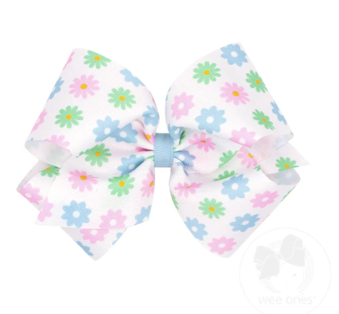 Medium Spring Flower Print Bow
