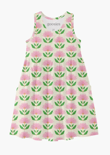 Pink Block Print Sleeveless Pocket Dress