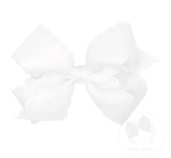White Eyelet Embossed Bow- Med.