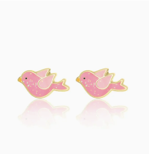 Twinkle Pink Bird Stud Earrings