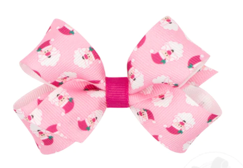 Mini Pink Santa Wee Ones Bow