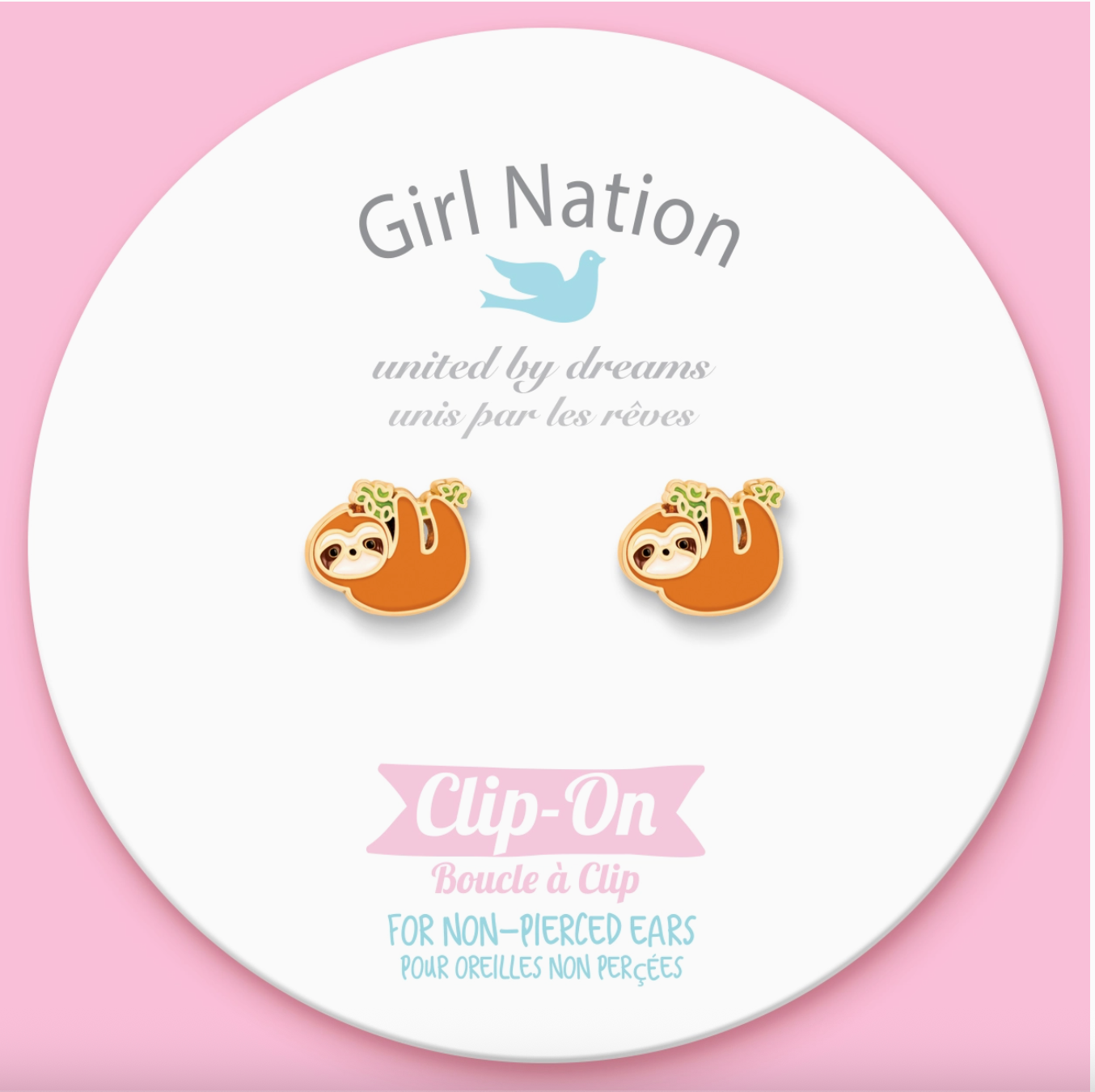 Playful Sloth CLIP ON Cutie Earrings