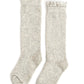 Heathered Ivory Fancy Lace Top Knee High Socks