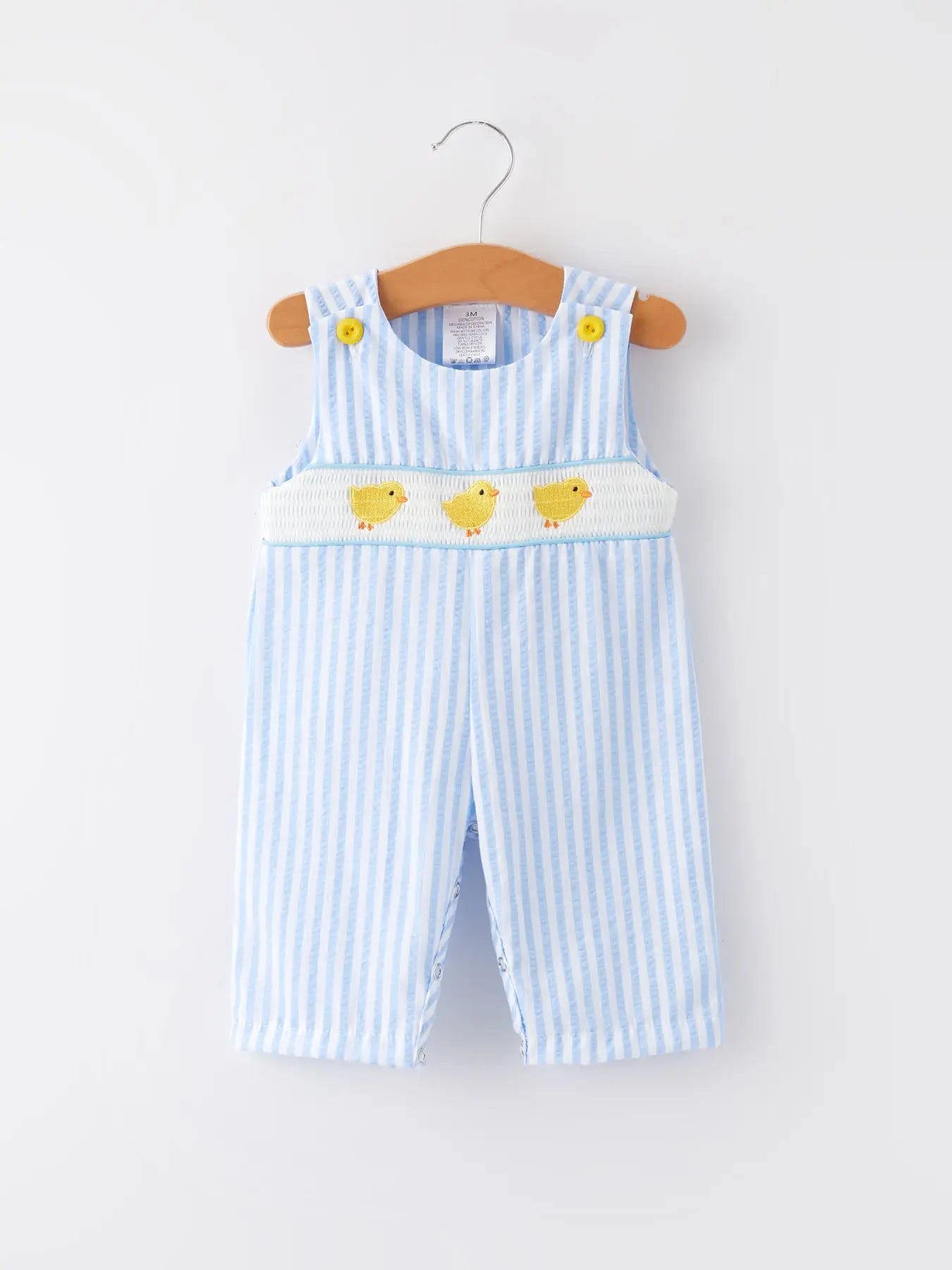 Chicken Embroidery Blue Boy Romper