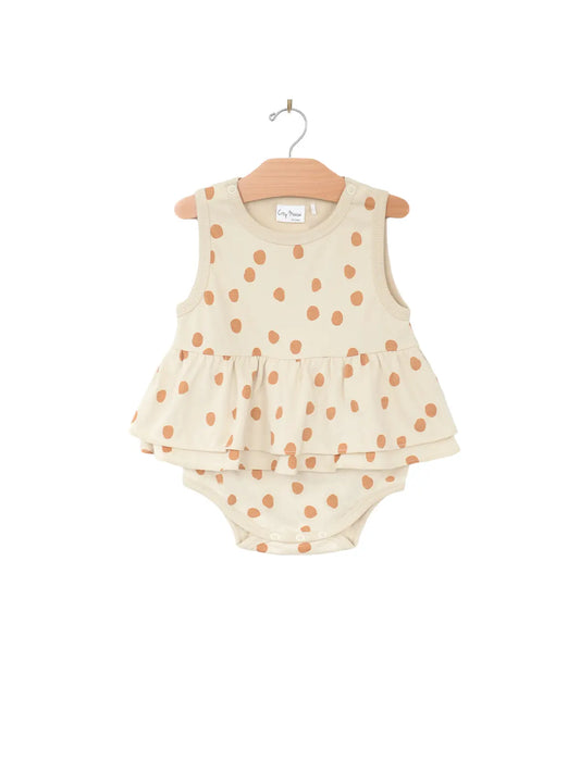 Skirted Tank Bodysuit- Saffron Dots