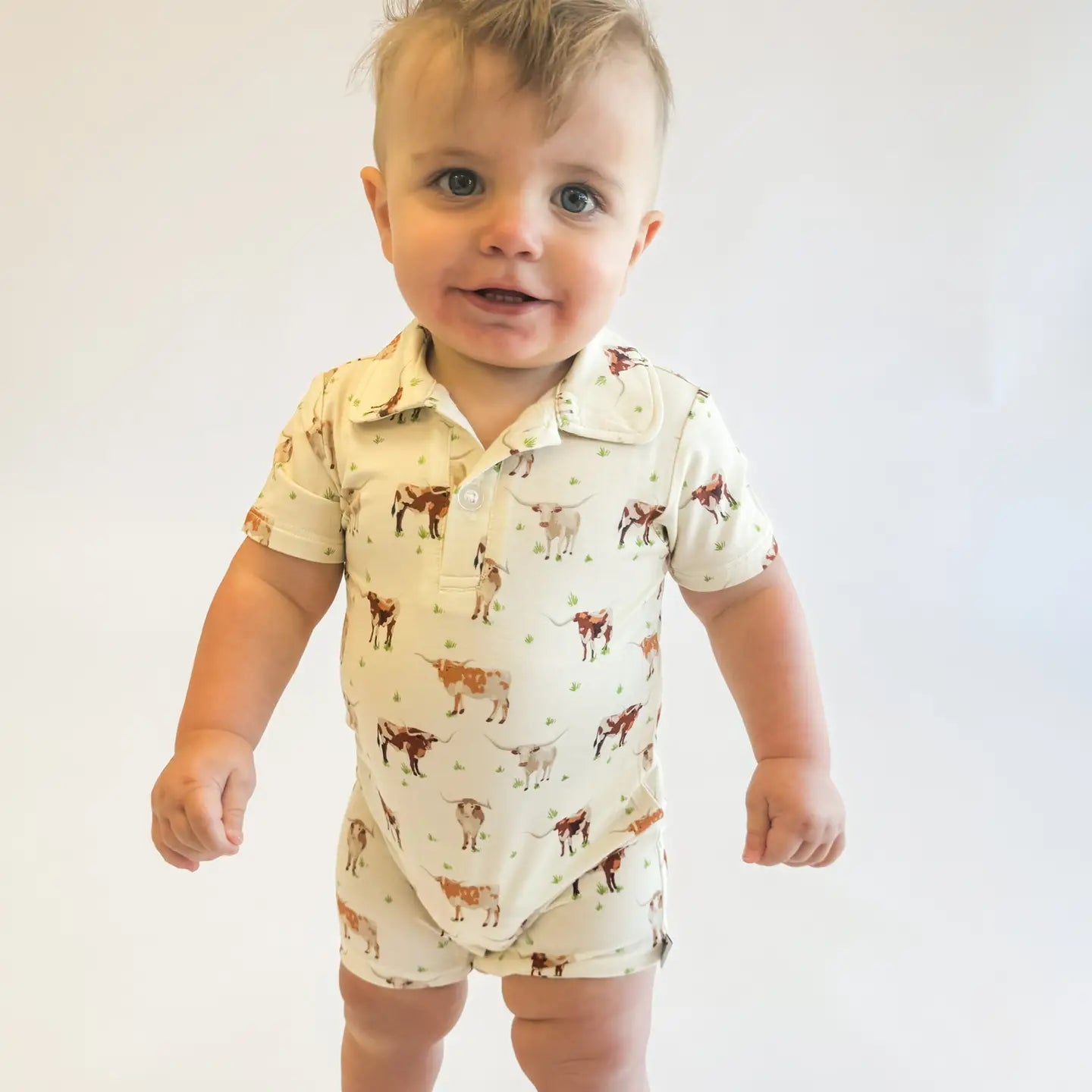 Longhorns Ss Polo Romper