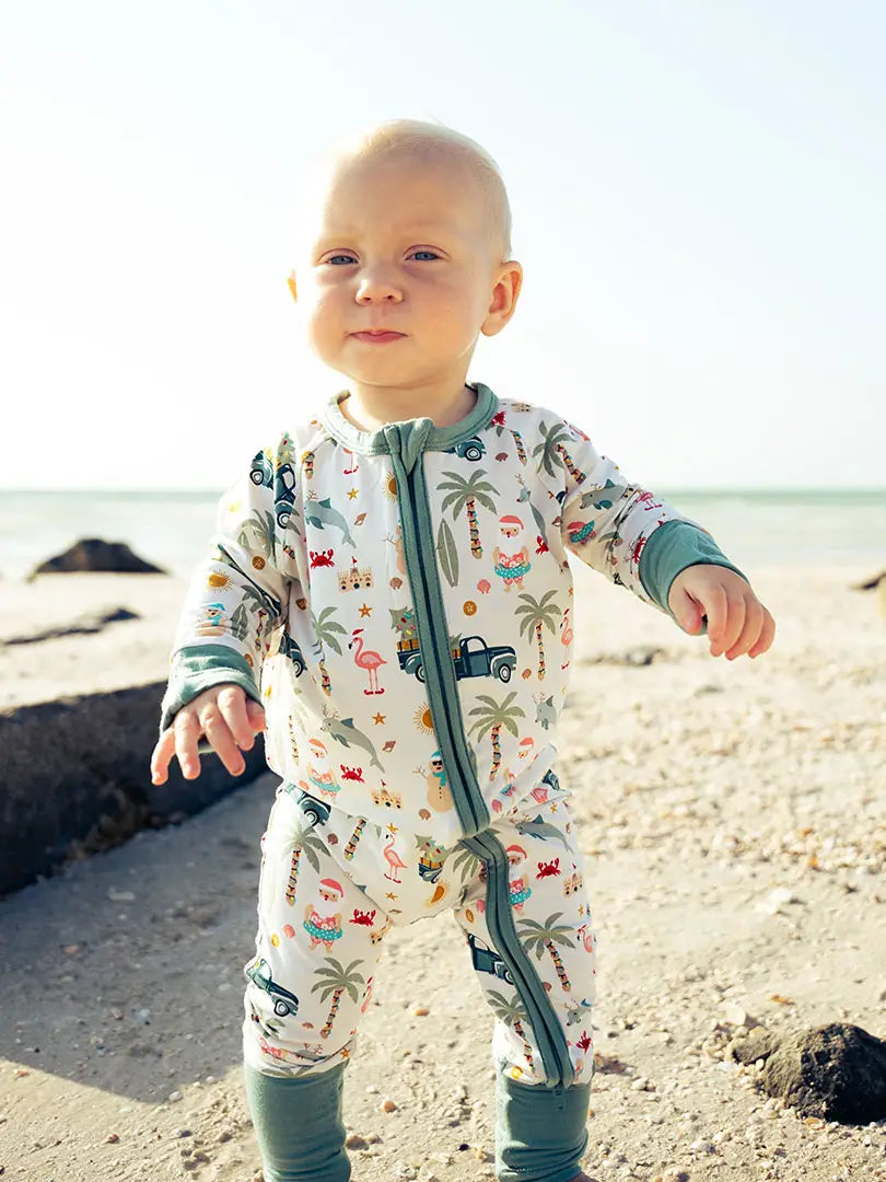 Coastal Christmas Bamboo Convertible Baby Pajamas