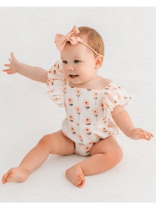 Shiloh Ruffle Back Romper - Pink Blossoms