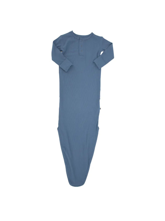 Denim Blue Ribbed Knotted Gown