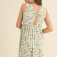 Green Floral Sleeveless Tie Back Knit Dress