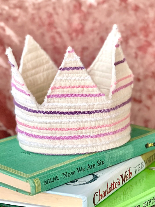 Pink and Purple Striped Cotton Quilted Crown