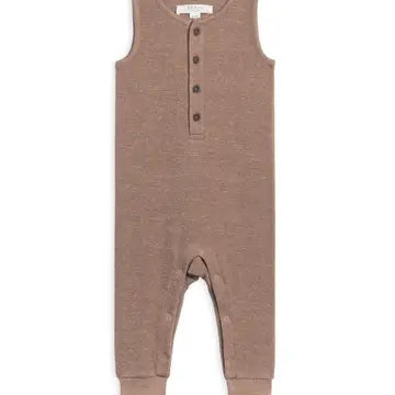 Wade Waffle Henley Romper | Heather Mocha