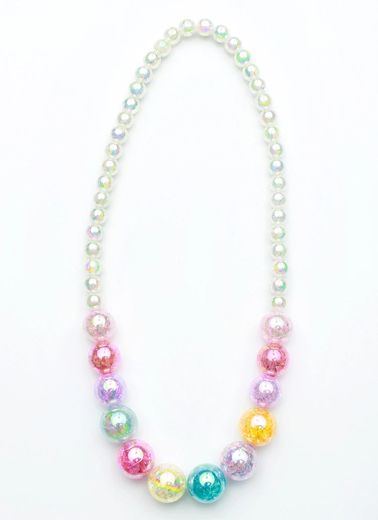 White Beaded Watercolor Necklace