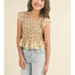 Floral Flutter Sleeve Smocked Top