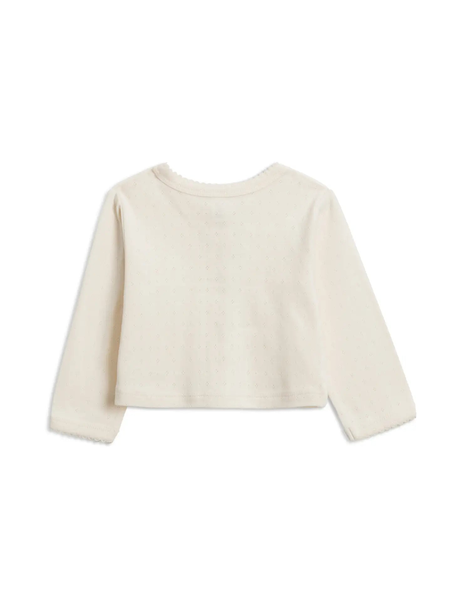 Clara Pointelle Button-Down Cardigan - Ivory