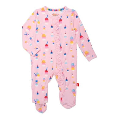 Pink Sundae Funday Footie With Ruffles