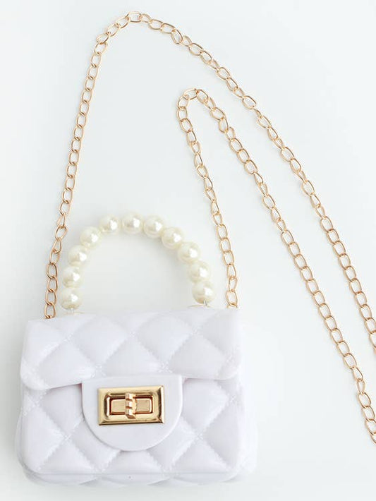 Pearl Handle White Jelly Bag