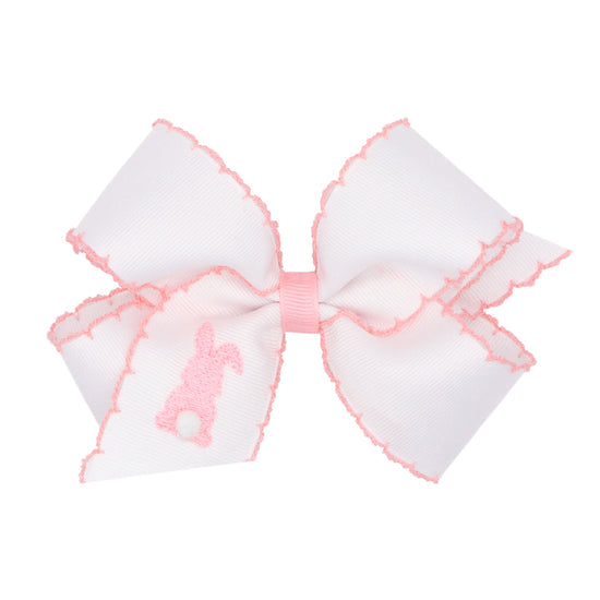 Wee Ones Grosgrain Bow Pink Bunny w/ Easter Embroidery