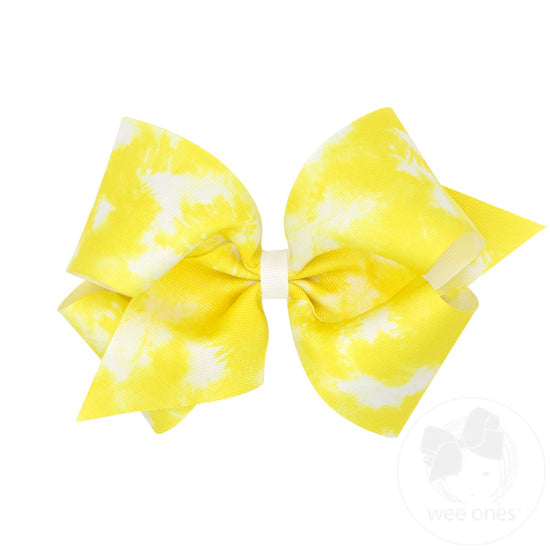 Wee Ones Lemon Grosgrain Tie-dye Print Girls Hair Bow