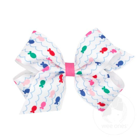 Wee Ones Grosgrain Fish Nautical-themed Print Girls Hair Bows