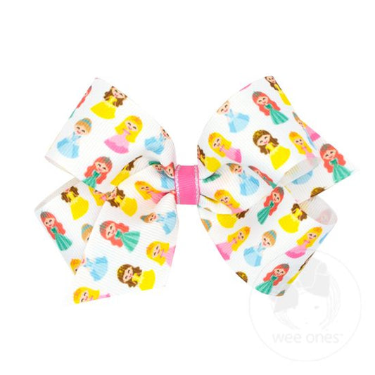 Wee Ones Princess Printed Grosgrain Girls Hair Bow