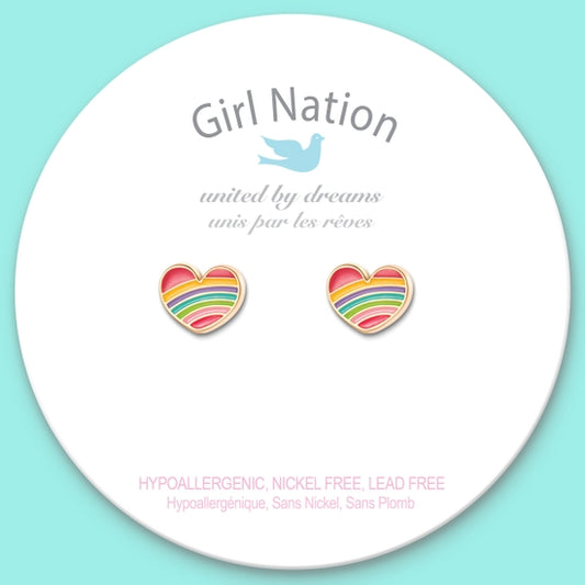 Rainbow Heart Cutie Stud Earrings