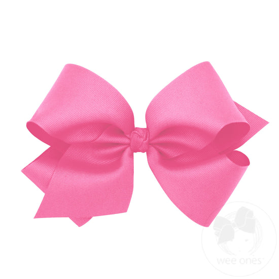 Wee Ones Hot Pink Classic Grosgrain Girls Hair Bow (Knot Wrap)