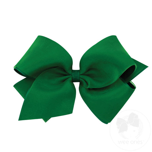 Wee Ones Forest Green Classic Grosgrain Girls Hair Bow (Knot Wrap)
