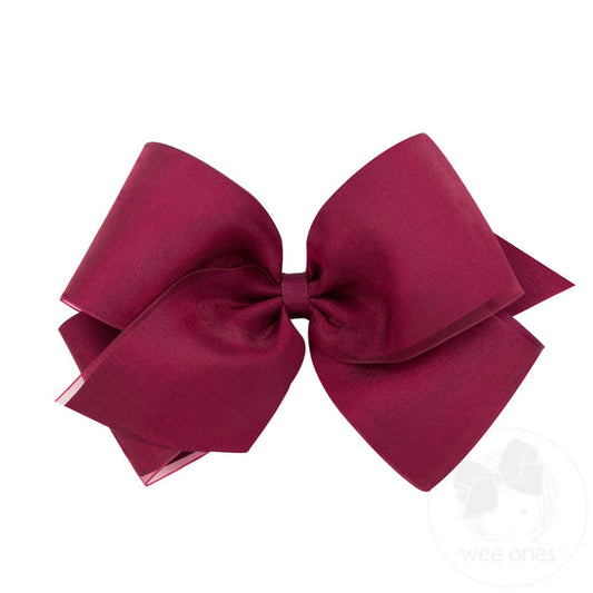 Wee Ones Wine Classic Grosgrain Girls Hair Bow (Knot Wrap)