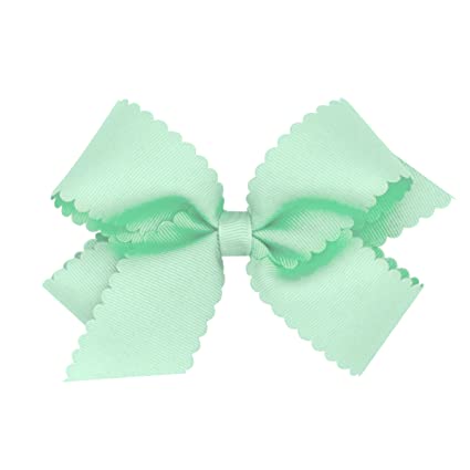 Wee Ones Pale Green Grosgrain Scalloped Edge Girls Hair Bow
