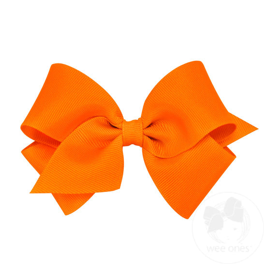 Wee Ones Orange Classic Grosgrain Girls Hair Bow (Knot Wrap)
