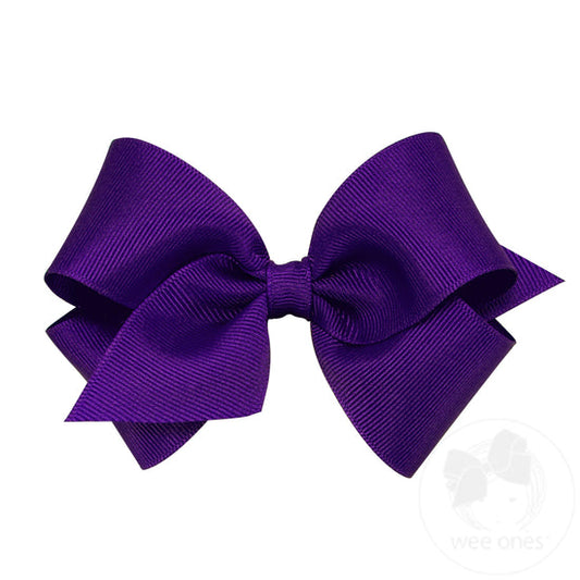 Wee Ones Purple Classic Grosgrain Girls Hair Bow (Knot Wrap)