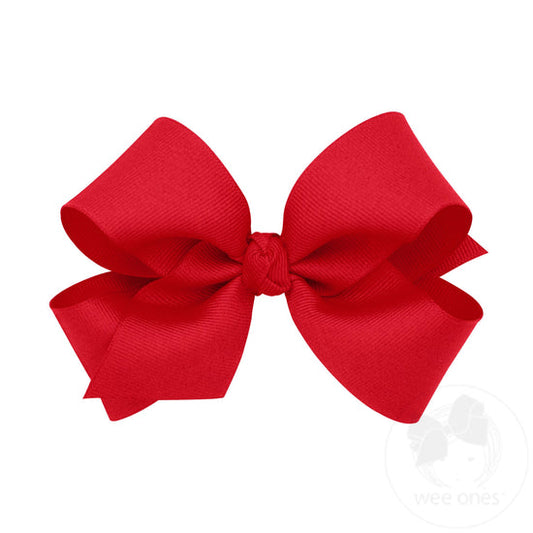 Wee Ones Red Classic Grosgrain Girls Hair Bow (Knot Wrap)