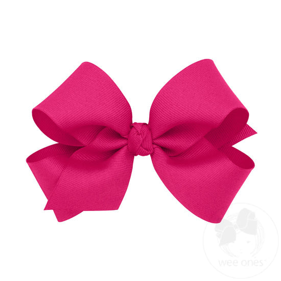 Wee Ones Shocking Pink Classic Grosgrain Girls Hair Bow (Knot Wrap)
