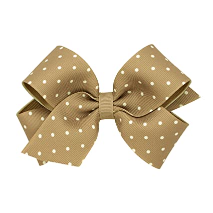 Wee Ones Dark Khaki Tiny Dot Grosgrain Hair Bow