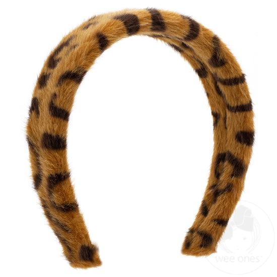 Wee Ones Brown Cheetah Print Fur Headband