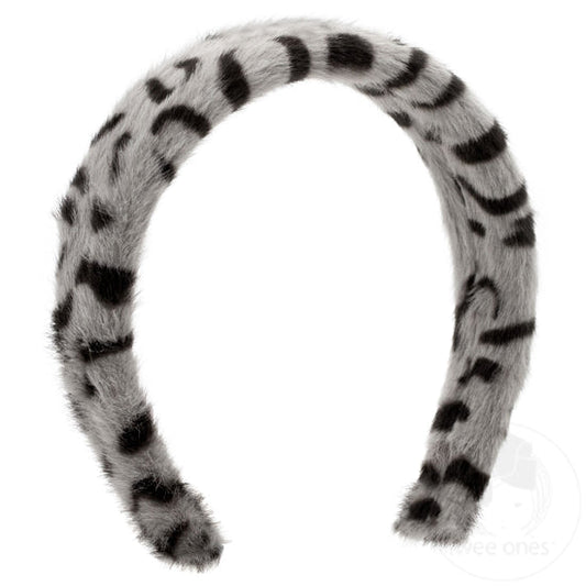 Wee Ones Gray Cheetah Print Fur Headband