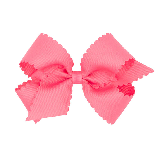 Wee Ones Coral Grosgrain Scalloped Edge Girls Hair Bow